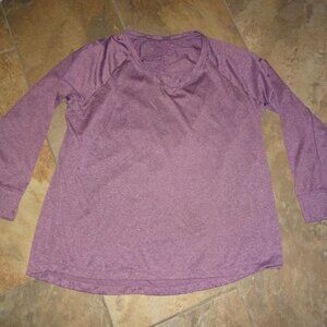Spalding long sleeve shirt 1X activewear exercise purple v neck-cool back !